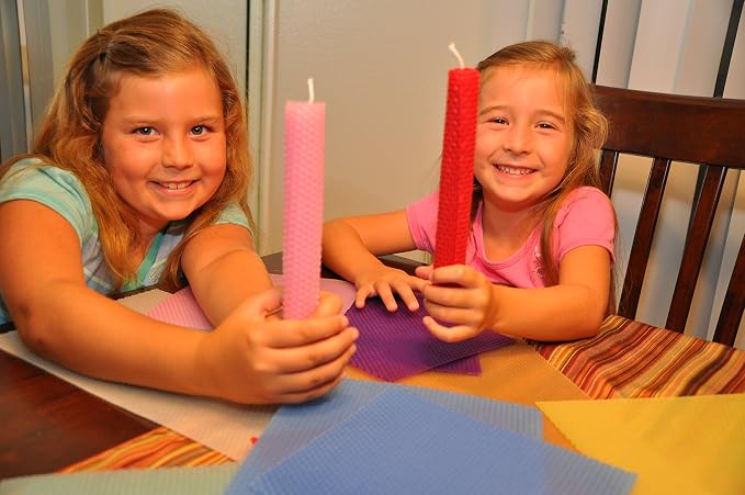 Make Your Own Beeswax Candle Kit - Includes 10 Full Size 100% Beeswax Honeycomb Sheets in Cranberry and Approx. 6 Yards (18 Feet) of Cotton Wick. Each Sheet Measures Approx. 8" x 16 1/4".
