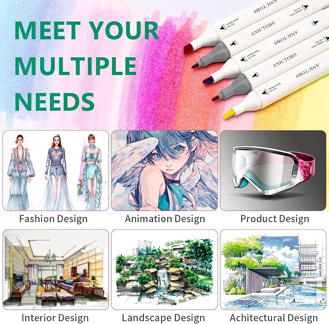 Alcohol Markers 120 Colors with Base Support, Drawing Art Markers Perfect for Students Kids and Adults Comics Sketching Illustration Artistic Creation Gift
