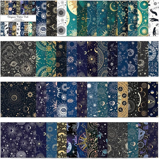 Origami Paper 50 Sheets, 6-Inch Square Double Sided Colored Craft Paper | 70GSM colorful paper,50 Vivid Pattern Origami Kit,DIY Hand Crafts,Arts Creativity,Easy to Fold,No-Fading.Constellation
