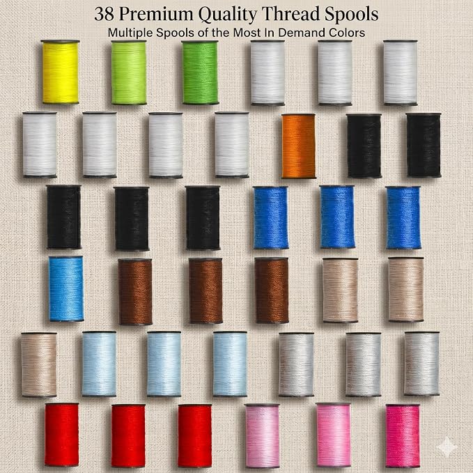 142-Piece Travel Sewing Kit for Adults & Kids, Small Needle & Thread Kit | Mini Emergency Repair Sewing Kit, Beginner Set with Multicolor Thread, Needles, Scissors, Thimble, Clips & Travel Case