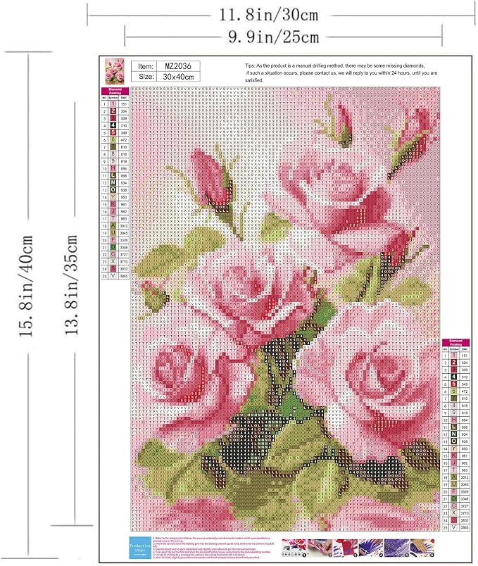 Rose Flowers Diamond Art Kits for Adults 12x16inch