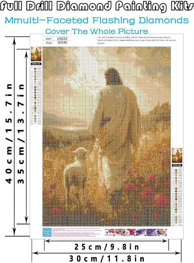 askkqtx Jesus Diamond Art Kits for Adults 12x16 Inch