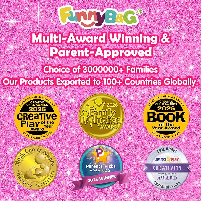 FUNNYB&G Foil Art Craft Kit for Kids, Sparkly Birthday Gift Toy for Girls | No Mess, Kids Ages 4-10 Create Sparkling Artwork, A Creative Gift for Birthdays, Holidays, Travel Activities,Screen-Free Fun
