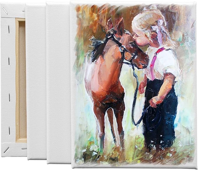 FIXSMITH Stretched Canvas- 6x8 Inch, Bulk Pack of 12, White Blank Canvases for Painting, Primed,100% Cotton,5/8 Inch Profile of Super Value Pack for Acrylics,Oils & Other Painting Media.