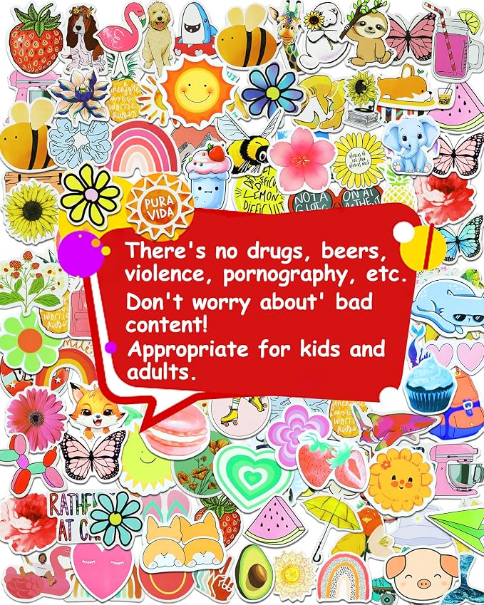 EOAOD 600 Cute Aesthetic Water Bottle Stickers for Kids, Classroom Rewards | No-Repeat Designs Made From Durable Waterproof Vinyl, Perfect for Crafts, Journals, Party Favors, Gifts and Creative Projects