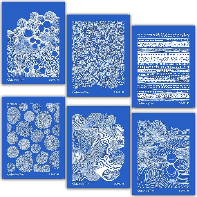 Polymer Clay Transfer Paper & Silk Screen Kit | 14 Piece Zentangle Design Bundle | 8 Water Soluble Transfer Sheets & 6 Reusable Silk Screens for Clay Earrings Jewelry Making Zen KIT