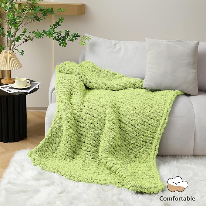 Cozyful Chunky Yarn for Hand Knitting - #10 Chunky Chenille Yarn, Jumbo Big Thick Chunky Yarns for Crocheting, Super Bulky Chunky Knit Blanket Yarns, 8 Skein (22 yds 8 oz Each Skein), Lemon Lime