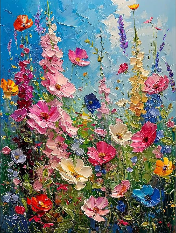 Hutarosl Wild Flowers Paint by Numbers Kits for Adults 16x20in | Flowers Paint by Number Adult,Flower Canvas Paint by Numbers for Adults,DIY Oil Painting Kits for Gifts Home Decor