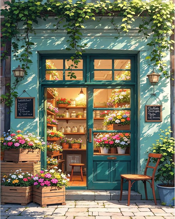 Ycydilirab Flower Store Paint by Numbers Kit for Adults - Flower Store Adult Paint by Number Kits,Paint by Number for Adults Wall Art Decor 16×20 Inch