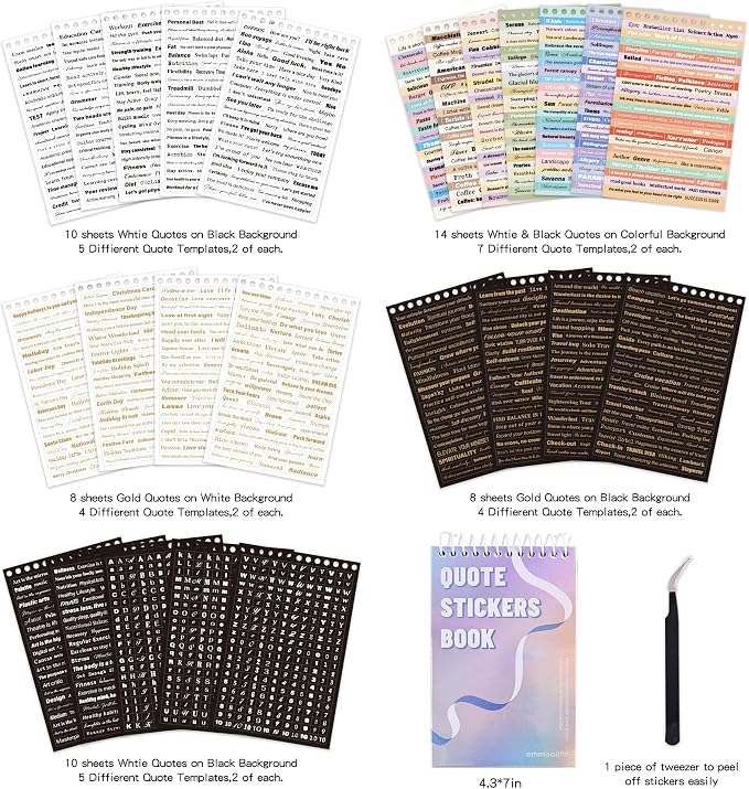 3000+ Pcs Word Stickers for Journaling, 50 Sheets Gold Foil Art Scrapbook Quote Stickers for Junk Journal, Scrapbooking Supplies Small Talk DIY Decorative Gift for Women Teen Girls