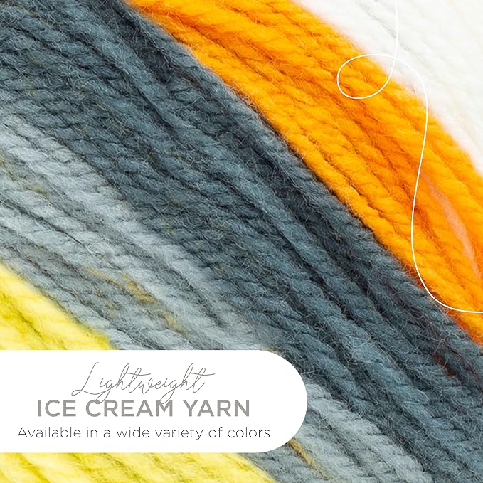 Lion Brand Yarn, Ice Cream Crochet Yarn, Tiger Tail, Multicolor, 1 Pack