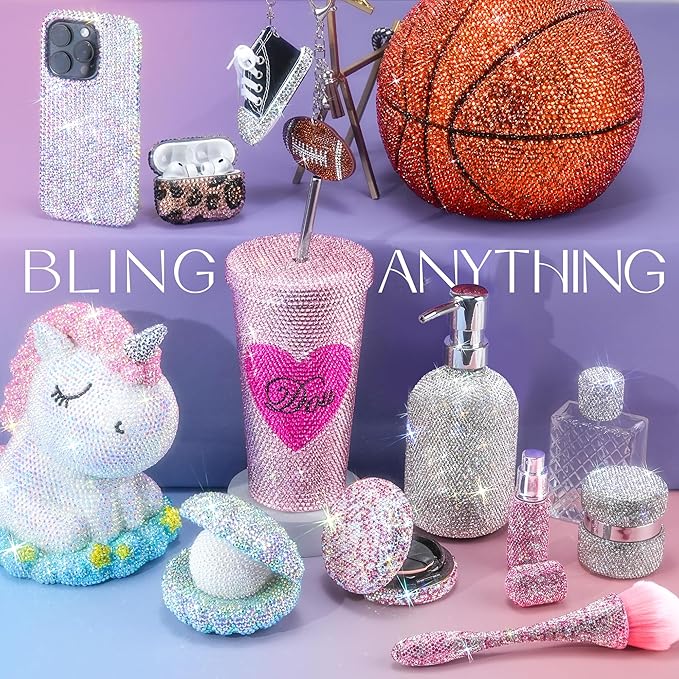 50000Pcs Bedazzling Kit with Rhinestones 3mm, 40 Colors Bedazzler Kit Resin Rhinestones Nail Gems & Glitter Gem Art Supplies, Diamond Art Kits Accessories with Pickup Pen, 4pcs 10ml B7000 Glue