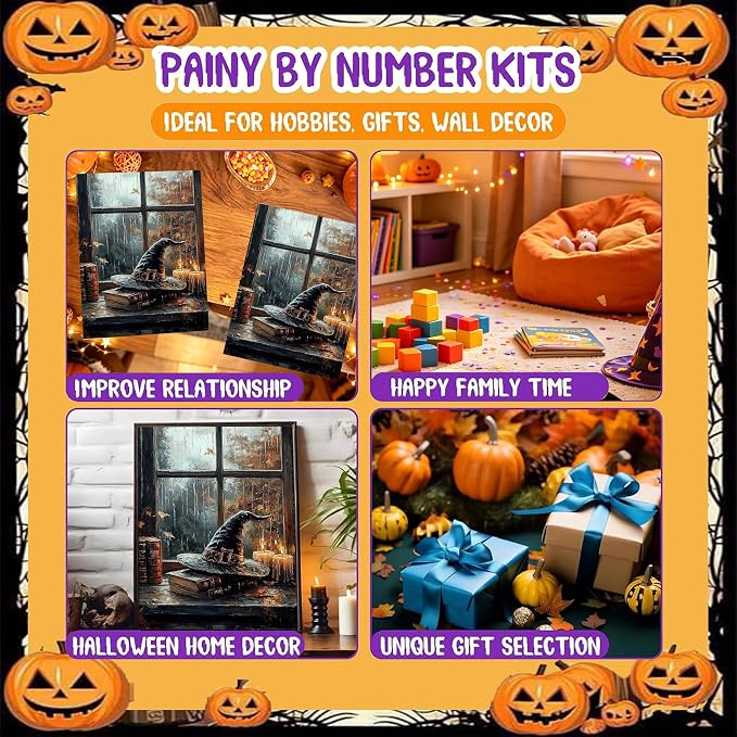 xackcme Witch's Hat Paint by Numbers for Adults - Halloween Paint by Number