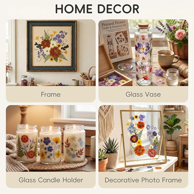 LUXEEASE 80P Vintage Pastel Dried Pressed Flowers