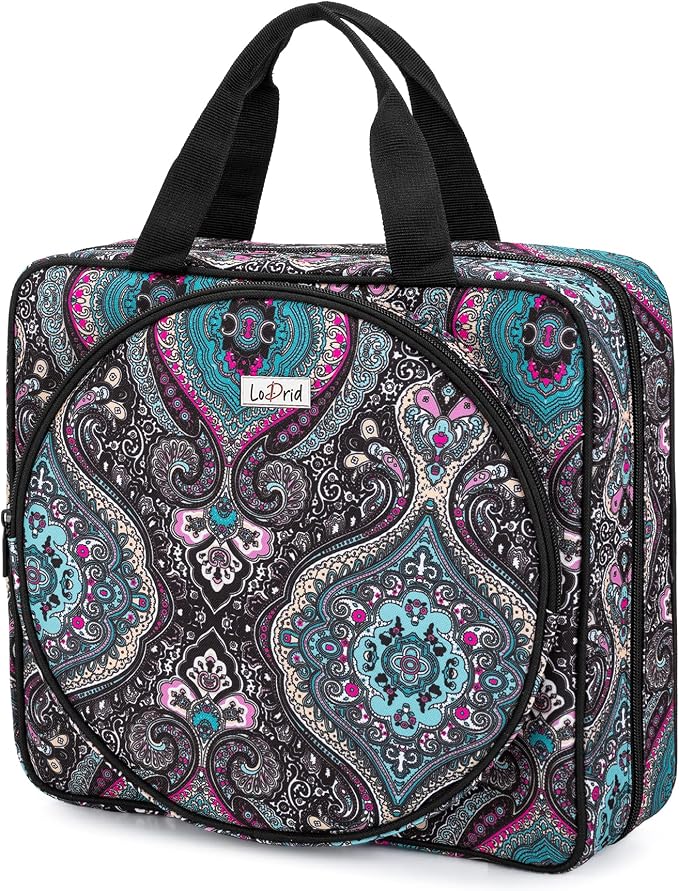 LoDrid Embroidery Project Bag, Square Supplies Storage Tote, Totem