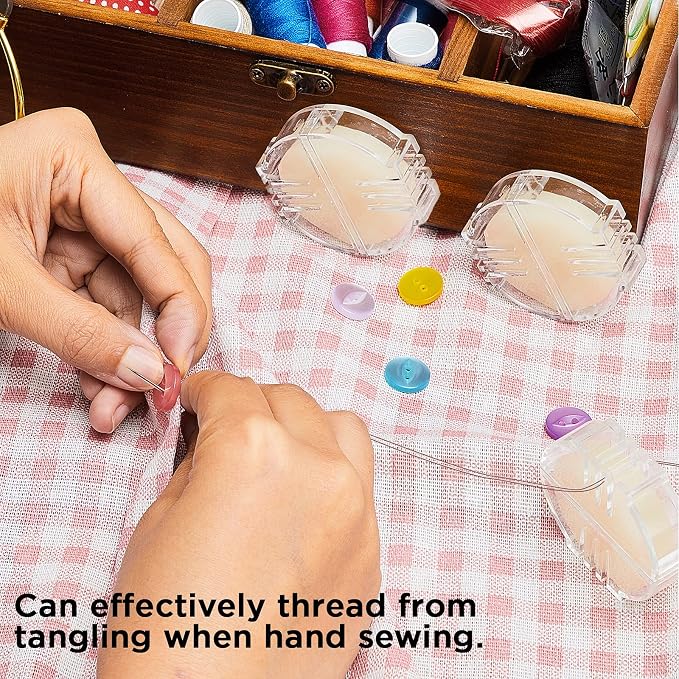 Maitys 2 Pcs Thread Wax Beeswax for Hand Sewing,Colorless, Clear Case | Conditioner for Embroidery Quilting, Strengthens Sewing Line Reduces Fraying, Clear Case Storage, Natural Beeswax Formula