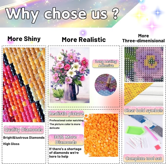 Ausanrl Flower Diamond Painting Kits for Adults - Diamond Art Kits for Adults Beginner,5D Diamond Painting Flowers,Gem Art Kits for Gifts Home Decor 12x16inch