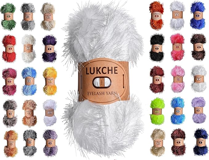 Eyelash Fun Fur Yarn Premium 100% Polyester 164 Yds (150 Mt), 3.53 Oz (100 Gr) Colorful Crochet Yarn Dıy Hand Knitting. (Ecru, 1 Skein)