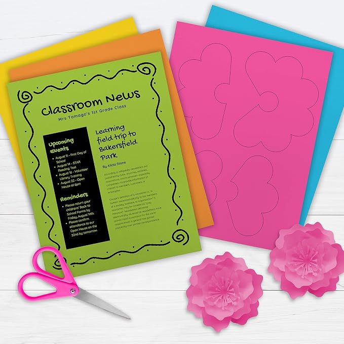 Printworks Neon Colored Paper, 24 lb, 5 Assorted Florescent Colors, FSC Certified, 100 Sheets, 8.5 x 11 Inch (00579), Single (Pack of 6)