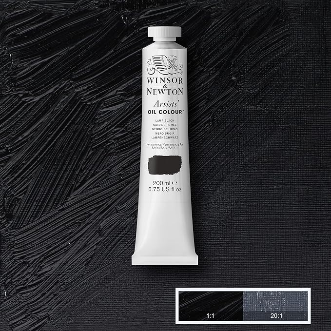Winsor & Newton Artists' Oil Paint, 200ml Tube, Lamp Black