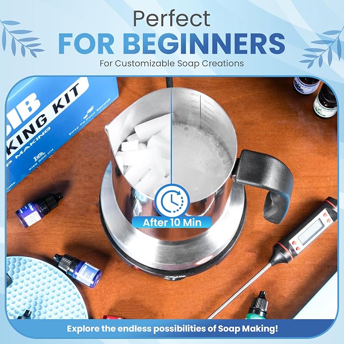 ZMSIB Soap Making Kit for Adults - Soap Melting Pot, Electric Stove, Molds | 900ml Stainless Steel Melting Pot, Electric Stove, Silicone Soap Molds for Soap Making, Beginner Friendly
