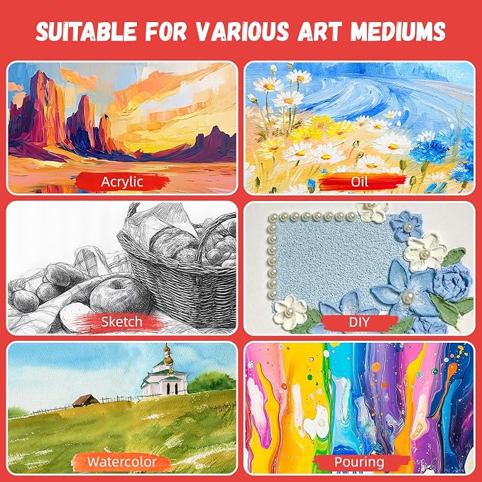 Simetufy 100 Pack 8x10 Bulk Small Canvas Boards for Painting Value Pack | Flat Canvas Panels 100% Cotton for Gouache Watercolor Acrylic Oil Paint, for Art Class & Party