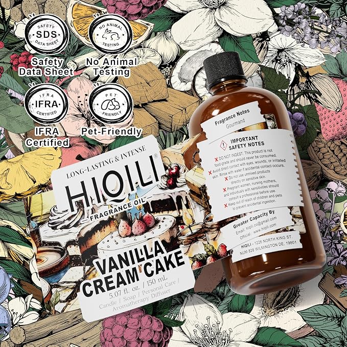 HIQILI Vanilla Cream Cake Fragrance Oil for Soap Making, Add to Dryer Balls