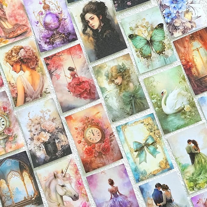Aromoty 6 Set 300 Pcs Vintage Washi Stickers Book Kit Junk Journal Supplies