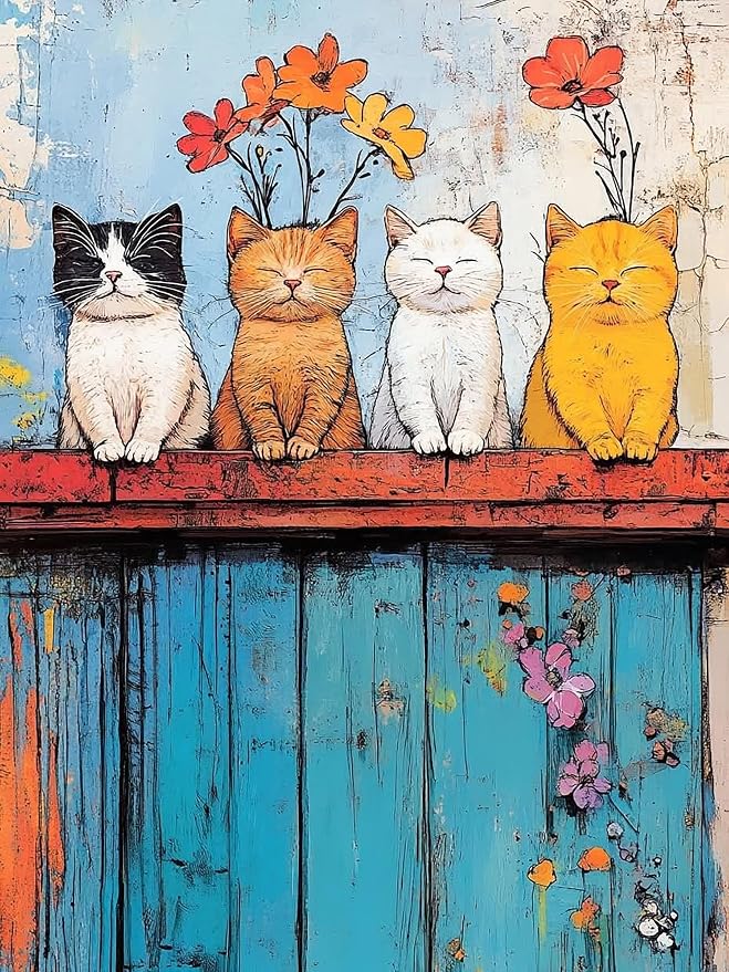 ijbnhd Cat Diamond Art Kits for Adults 12x16in