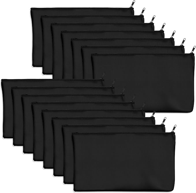 15 Pack Blank Cotton Canvas DIY Craft Zipper Bags Pouches Pencil Case for Makeup Cosmetic Toiletry Stationary Storage