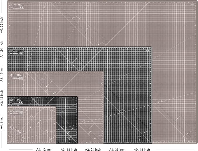 Elan Cutting Mat A4 Black & Taupe, Self Healing Cutting Mat 9x12 Inch, 5-Ply Craft Board Black, Hobby Board for Crafts 9x12 Inch