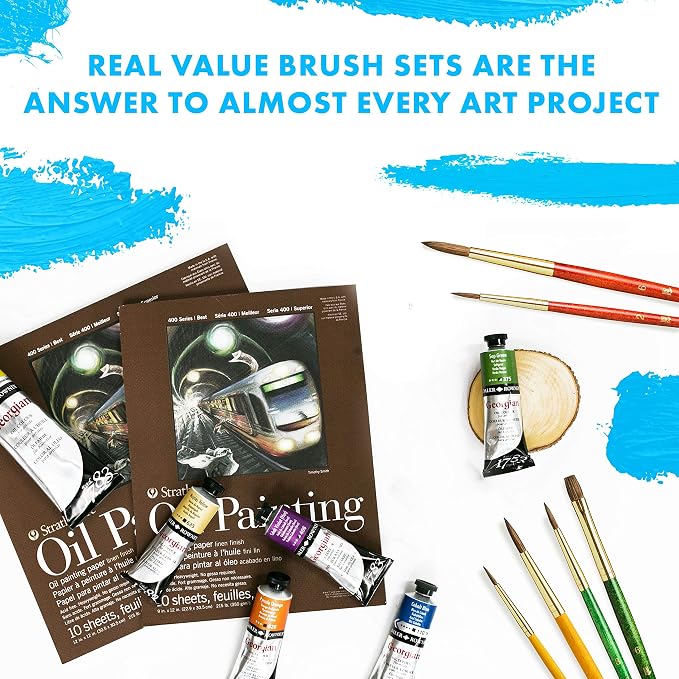Princeton RealValue Brush Set, Synthetic White Taklon, Orange Handle, 5 Piece, 1 Count