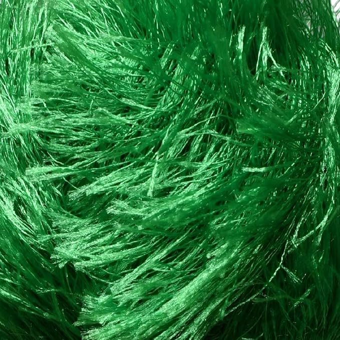 Eyelash Fun Fur Yarn Premium 100% Polyester 164 Yds (150 Mt), 3.53 Oz (100 Gr) Colorful Crochet Yarn Dıy Hand Knitting. (Green, 3 Skein)