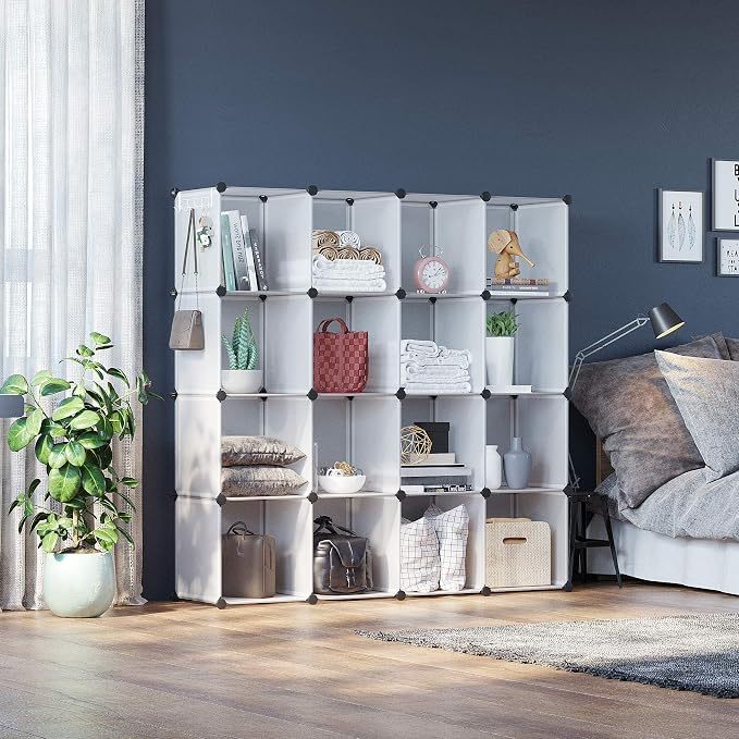 C&AHOME 16 Cube Storage Organizer Cube Shelves Units Storage Cubes, White