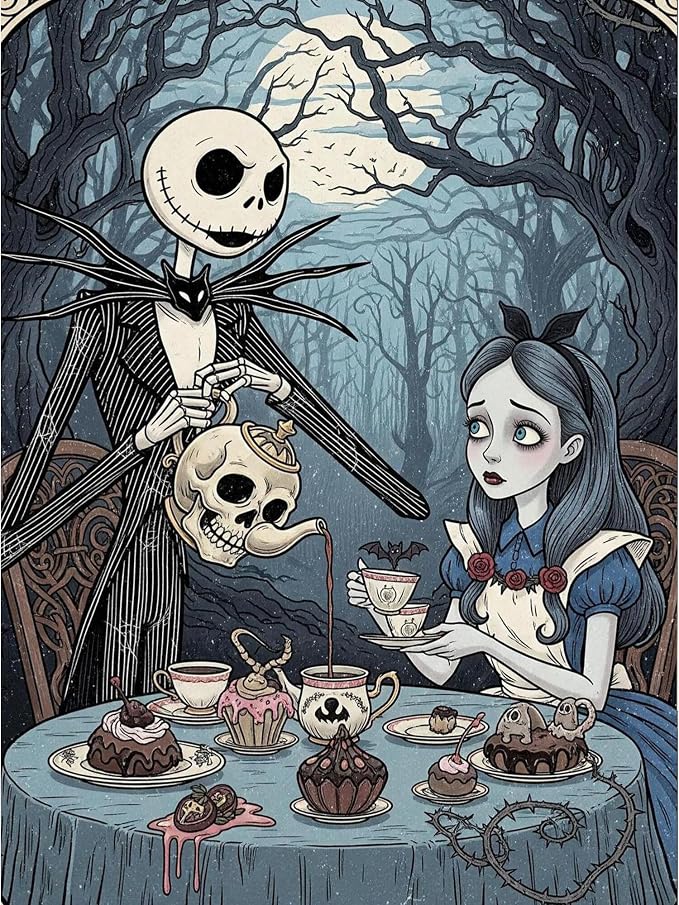 GQYCZZ Halloween DIY 5D Diamond Painting Kits for Adults Beginners, Full Round Drill Kits Nightmare Before Christmas Mosaic Art for Adults Relax & Home Wall Decor Festival Gift with 12x16Inch