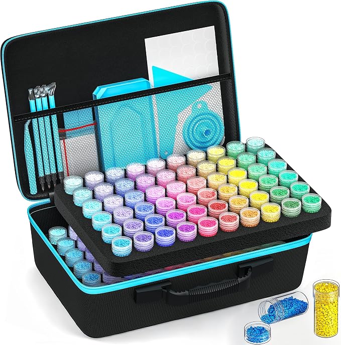 VANSUNS Diamond Painting Storage Containers Kits, Thickened Waterproof Portable Bead Storage Boxes for Diamond Painting Accessories and Tools, 120 Round Bottles