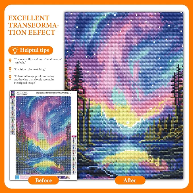 Diamond Art Kits for Adults, Aurora DIY 5D Diamond Painting for Beginners | 12x16 Inch, Full Drill Round Dots, Fantastic Landscapes Gem Art Craft Kits, Home Decor, Stress Relief Relaxing Hobby Gif