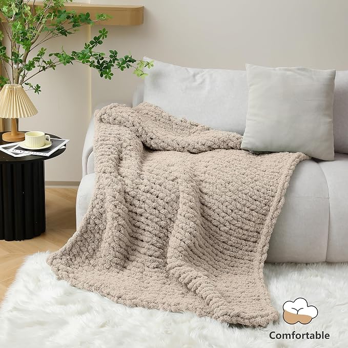 Cozyful Chunky Yarn for Hand Knitting - #10 Chunky Chenille Yarn, Jumbo Big Thick Chunky Yarns for Crocheting, Super Bulky Chunky Knit Blanket Yarns, 8 Skein (22 yds 8 oz Each Skein), Khaki