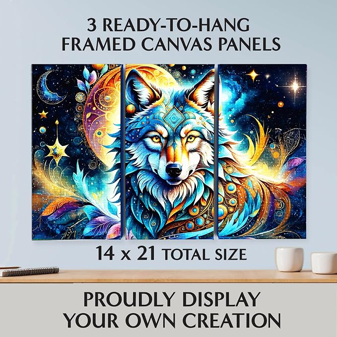 ArtSkills Diamond Painting Kit Framed Canvas Diamond Art - Wolf