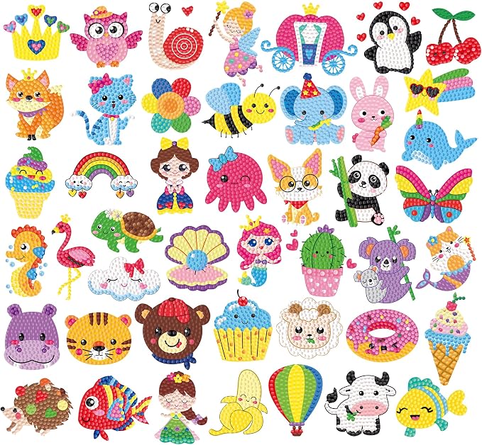 Labeol Diamond Art Kits for Kids Boys and Girls Ages 6-8-10-12 Easy to DIY Creative Diamond Art Sticker Craft by Numbers Kits for Kids and Adult Beginners (Colorful)