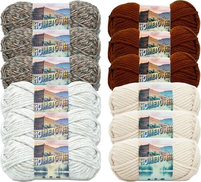 Lion Brand Yarn, Hometown Super Bulky Yarn, Harvest Pack, 12 Skeins