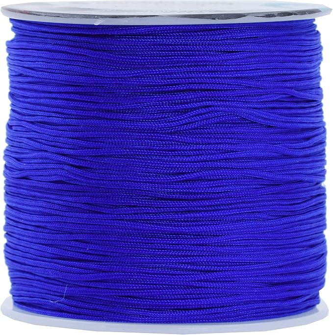 Mandala Crafts 0.8mm Blue Rattail Nylon Satin Cord for Jewelry Making