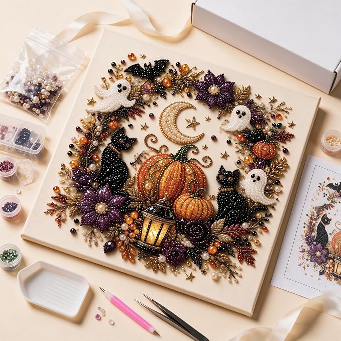 Halloween Ghost Pearl Diamond Art DIY Kit 3D Diamond Painting (Ghost)