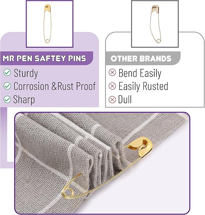 Mr. Pen- Safety Pins, 300 Pack, Small & Large Sizes, Nickel Plated Steel