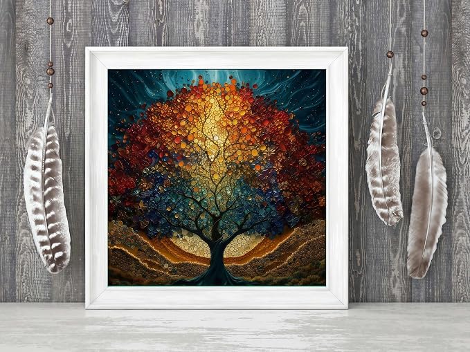 JYXSJYYD 5D DIY Colorful Tree Diamond Art Kits for Adults,13.8x13.8 inch