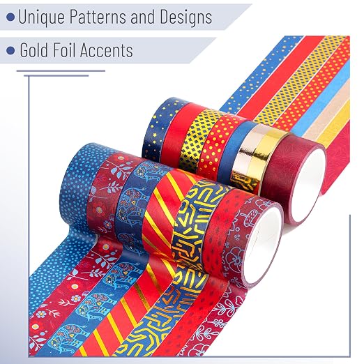 Mr. Pen- Washi Tape Set, 15 Rolls, Assorted Sizes, Metallic Foil | 5 Yards/Roll, Washi Tape for Scrapbook, Arts, Crafts, Journals and Planners, Gilded Grandeur