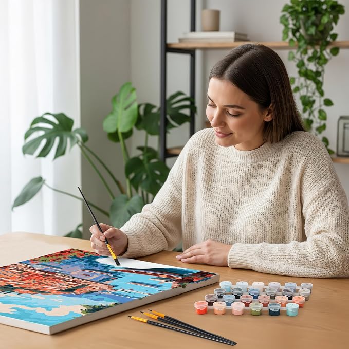 Beautiful Paint By Number Kit for Adults - Painting Set with 2 Canvases | Relaxing & Beginner-friendly with Brushes & Vibrant Acrylic Colors - Perfect Crafts Gift for Women to Create Wall-worthy Art