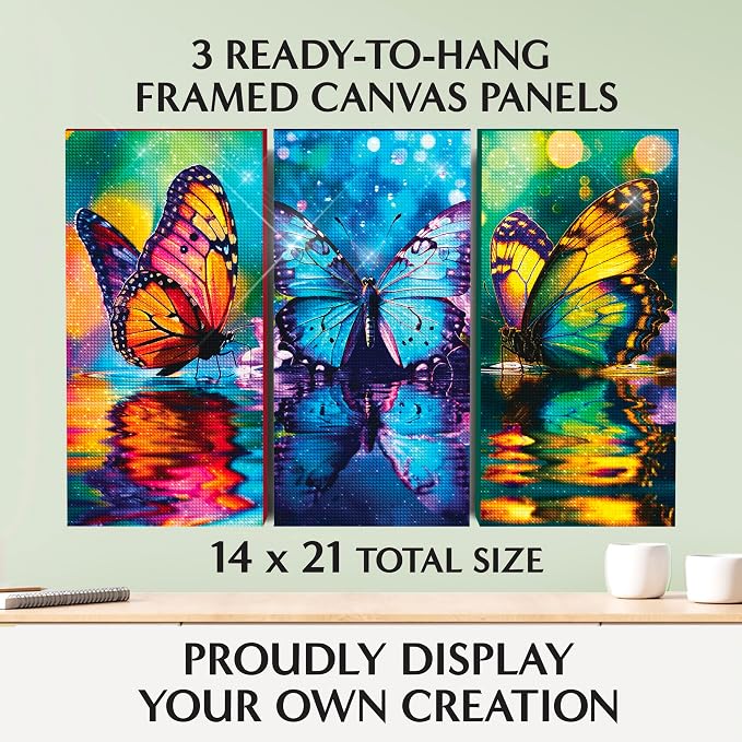 ArtSkills Diamond Painting Kit Framed Canvas Diamond Art - Butterflies