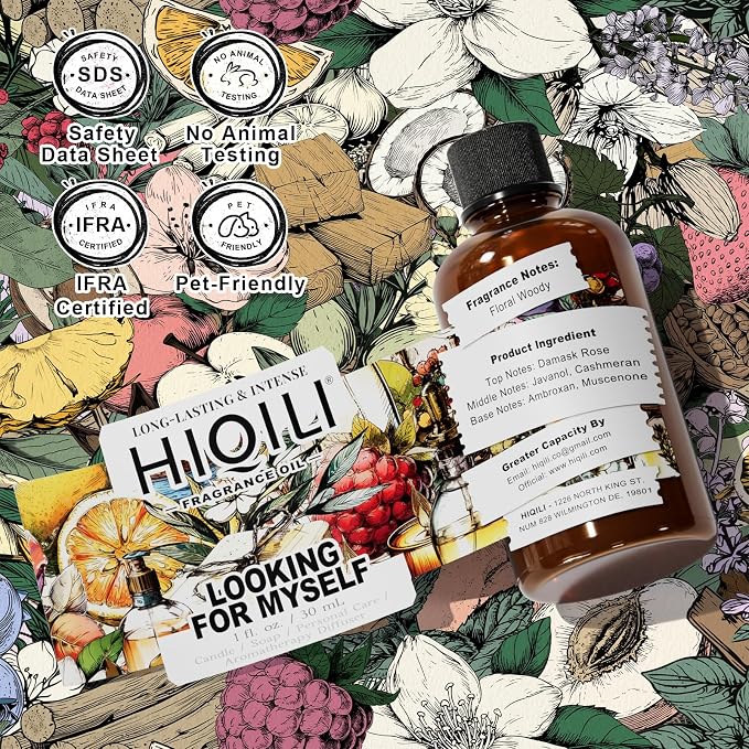 HIQILI Looking for Myself Fragrance Oil for Diffuser, DIY Candle, Soap, Perfume Making, Long Lasting Warm & Sweet Scents - 1.0 Fl Oz(Pack of 1)