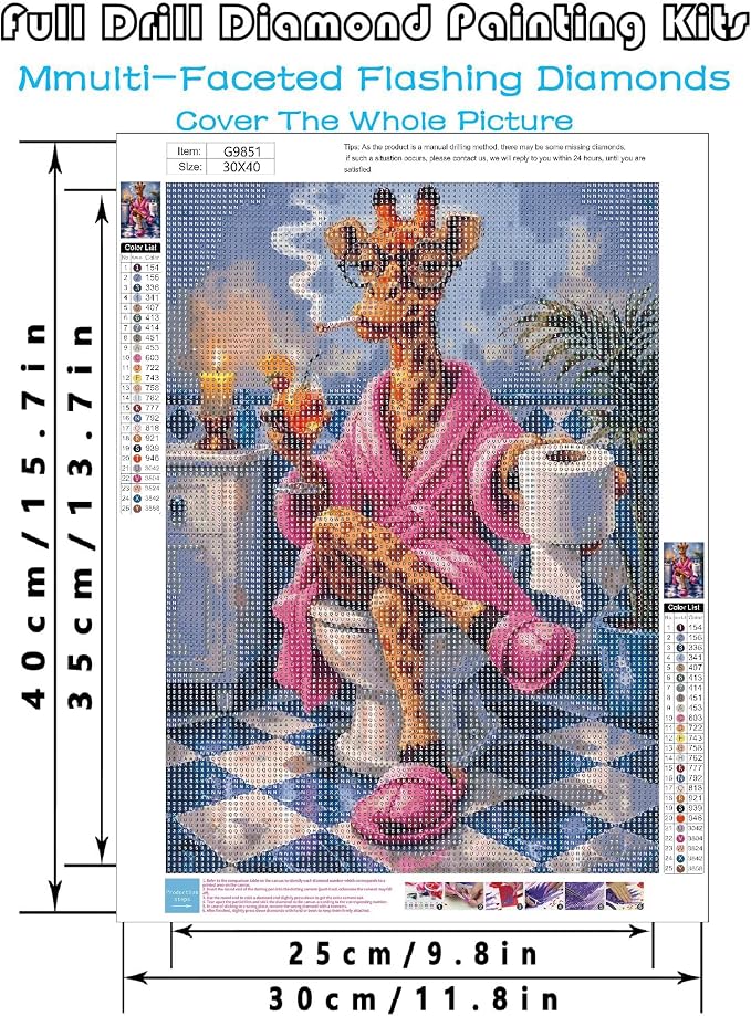askkqtx Giraffe Diamond Art Kits for Adults 12x16 Inch